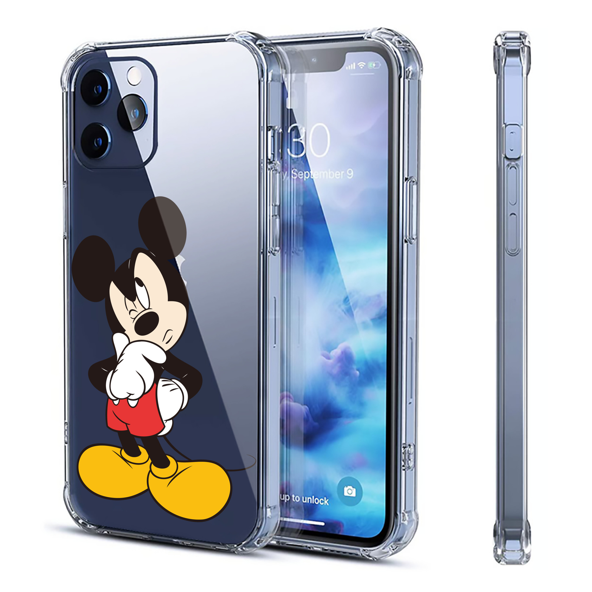 （画像用） ミッキーマウス Mickey Mouse 【iPhone 12シリーズ対応】透明スマホケース（クリアソフトケース）